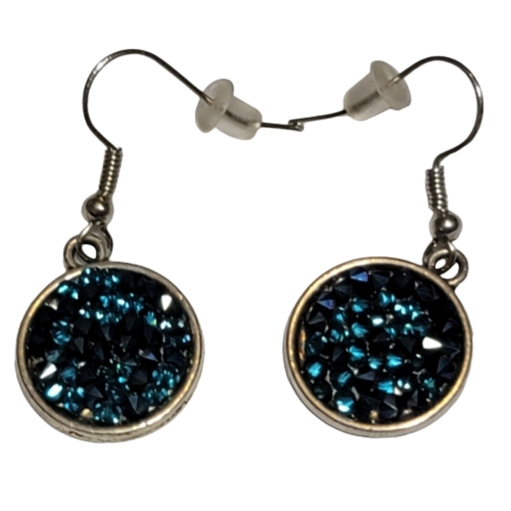 BLUE silver hanging earrings dangling